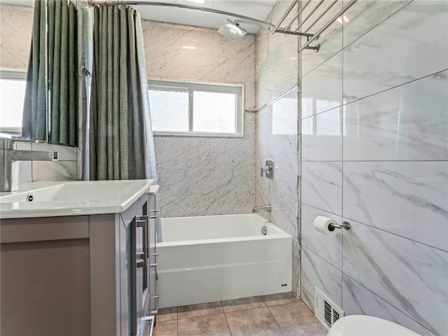 320 Parcell St, Claysville, PA 15323 - bathroom with tile patterned floors, visible vents, shower / bath combination, vanity, and toilet