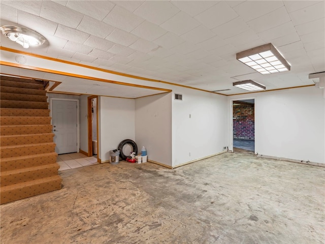 320 Parcell St, Claysville, PA 15323 - finished below grade area featuring baseboards, stairs, and visible vents