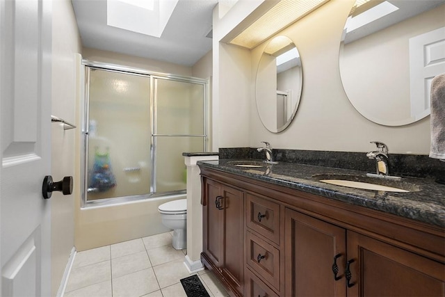 158 Edgemeade Dr, Monroeville, PA 15146 - bathroom with tile patterned flooring, double vanity, a skylight, and a sink
