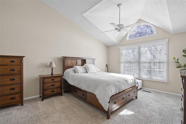 158 Edgemeade Dr, Monroeville, PA 15146 - bedroom with baseboards, vaulted ceiling, a textured ceiling, and light carpet