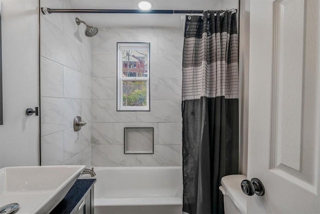 3906 Meadowbrook Blvd, Brentwood, PA 15227 - bathroom featuring vanity, shower / bathtub combination with curtain, and toilet