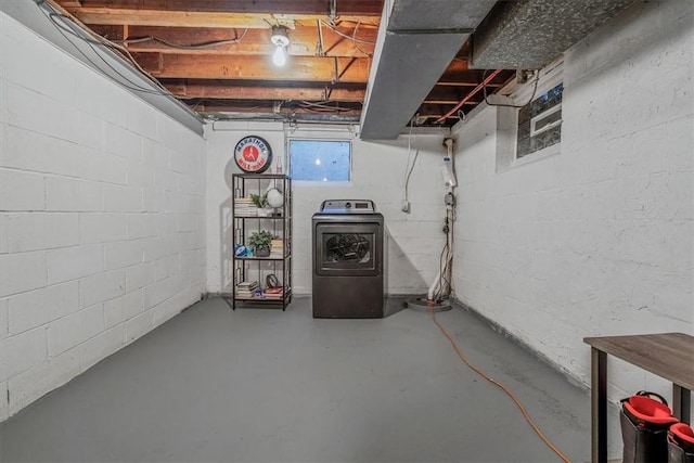 3906 Meadowbrook Blvd, Brentwood, PA 15227 - below grade area featuring concrete block wall and washer / dryer