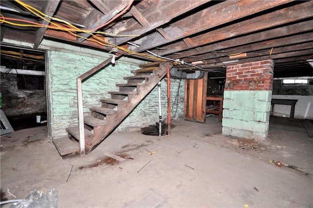 unfinished below grade area with stairs
