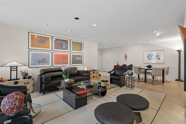 540 N Neville St Unit 402, Oakland, PA 15213 - living room featuring baseboards, light wood-style flooring, and recessed lighting