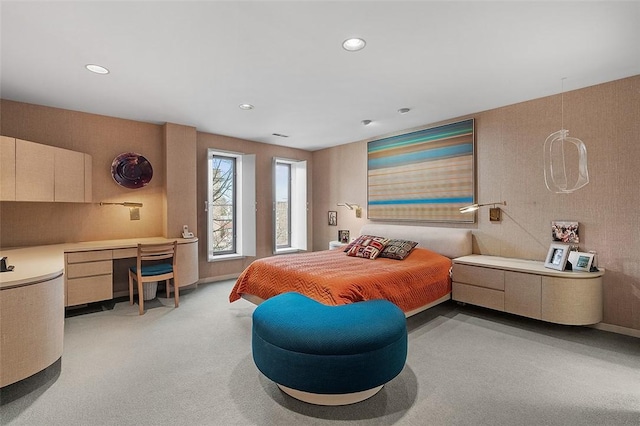 540 N Neville St Unit 402, Oakland, PA 15213 - bedroom featuring baseboards, light carpet, and recessed lighting
