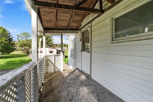 deck with a lawn