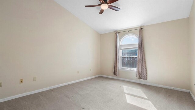 1420 Lexington Dr, Cecil, PA 15055 - spare room with vaulted ceiling, ceiling fan, baseboards, and light carpet