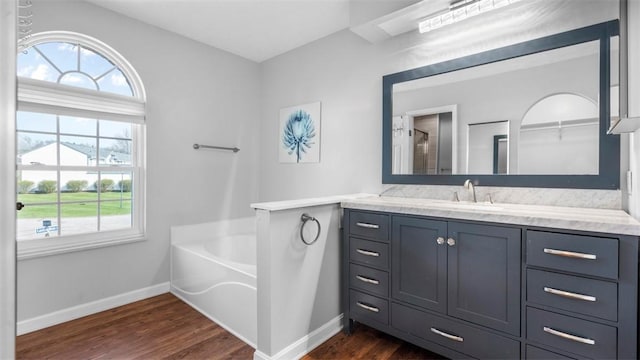 1420 Lexington Dr, Cecil, PA 15055 - bathroom with wood finished floors, a wealth of natural light, vanity, and baseboards