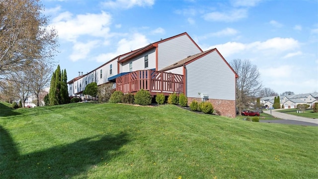 1420 Lexington Dr, Cecil, PA 15055 - view of side of property with a yard, a residential view, and a deck