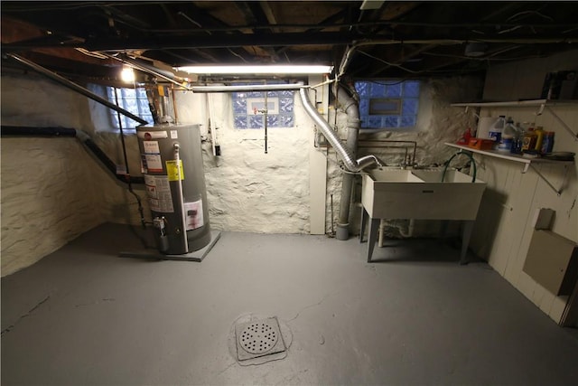 436 Forest Ave, Bellevue, PA 15202 - unfinished basement featuring water heater and a sink