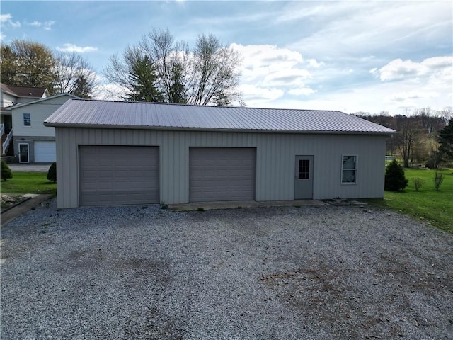 view of detached garage