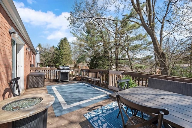 deck with a grill