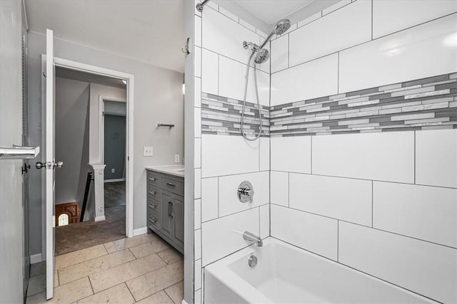 bathroom with bathtub / shower combination and vanity