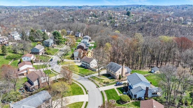 bird's eye view with a residential view