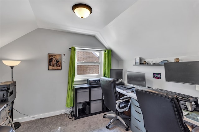 3125 Villawood Ave, Brentwood, PA 15227 - home office featuring baseboards, carpet, and vaulted ceiling