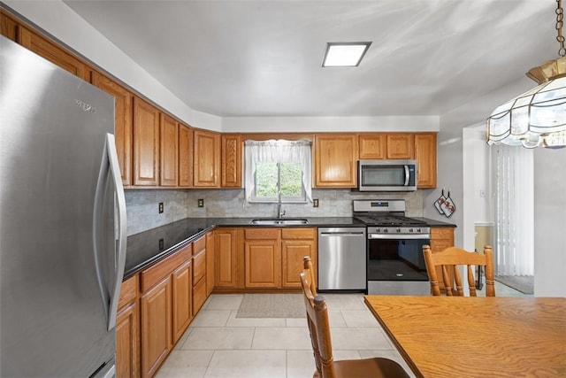 2314 Mcmonagle Ave, Banksville/Westwood, PA 15216 - kitchen featuring decorative backsplash, dark countertops, stainless steel appliances, and a sink