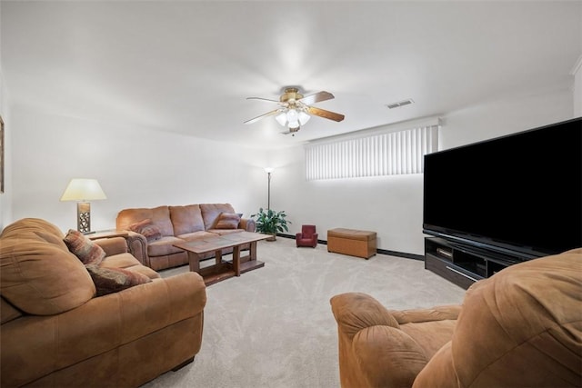 2314 Mcmonagle Ave, Banksville/Westwood, PA 15216 - living room with baseboards, visible vents, carpet, and ceiling fan