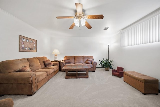 2314 Mcmonagle Ave, Banksville/Westwood, PA 15216 - living area with ceiling fan, visible vents, and light colored carpet