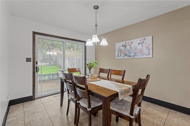 2240 Chapparal Dr, Plum Boro, PA 15239 - dining space with an inviting chandelier, baseboards, and light tile patterned floors
