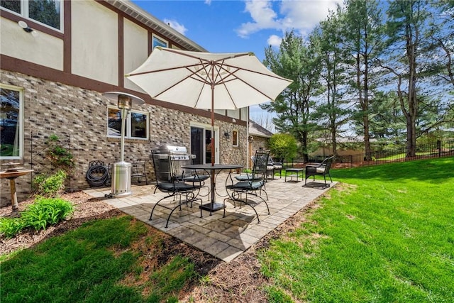 view of patio / terrace featuring grilling area and fence