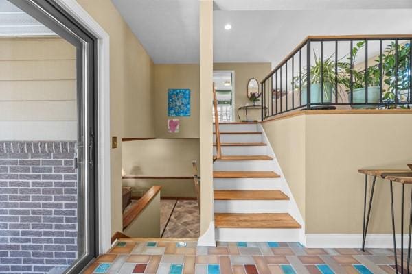 1420 Fernledge Dr, Shaler, PA 15101 - stairway featuring baseboards and recessed lighting