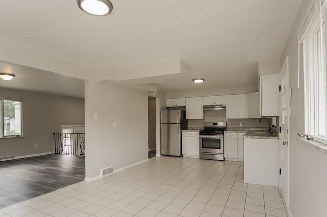 600 Indiana Ave, Monaca, PA 15061 - kitchen featuring visible vents, appliances with stainless steel finishes, a wealth of natural light, and under cabinet range hood