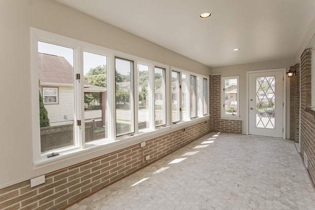 600 Indiana Ave, Monaca, PA 15061 - unfurnished sunroom featuring brick wall and recessed lighting