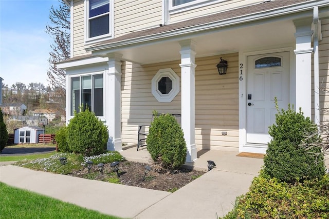 property entrance featuring covered porch