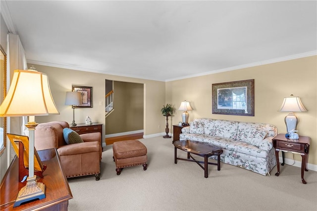 3216 Postgate Dr, Bethel Park, PA 15102 - carpeted living area with baseboards and crown molding