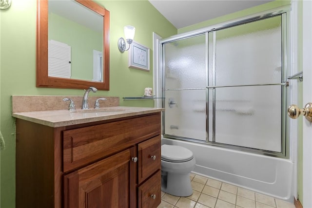 3216 Postgate Dr, Bethel Park, PA 15102 - bathroom with tile patterned floors, vanity, enclosed tub / shower combo, and toilet