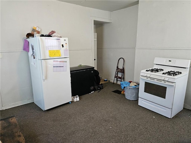 316-318 Tabor St, Esplen, PA 15204 - kitchen featuring carpet flooring and white appliances