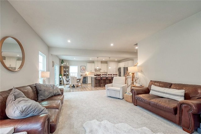 living room featuring recessed lighting