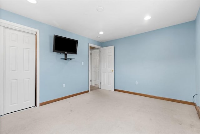 2007 Garrick Dr, Churchill Boro, PA 15235 - unfurnished bedroom with recessed lighting, carpet, a closet, and baseboards
