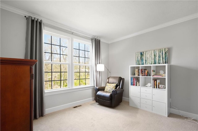 342 Juniper Way, Peters Twp, PA 15317 - sitting room featuring baseboards, carpet floors, and crown molding