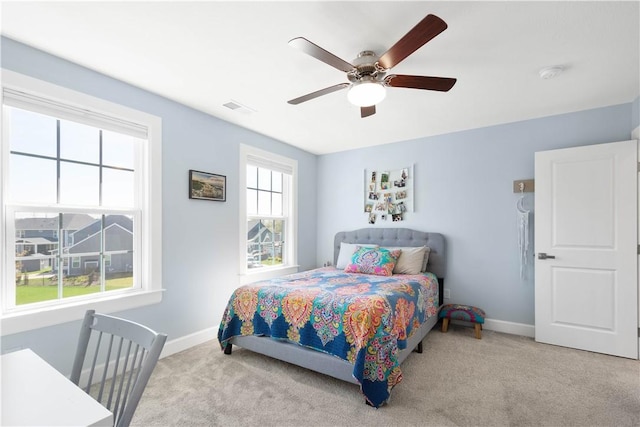 342 Juniper Way, Peters Twp, PA 15317 - bedroom with carpet floors, visible vents, a ceiling fan, and baseboards