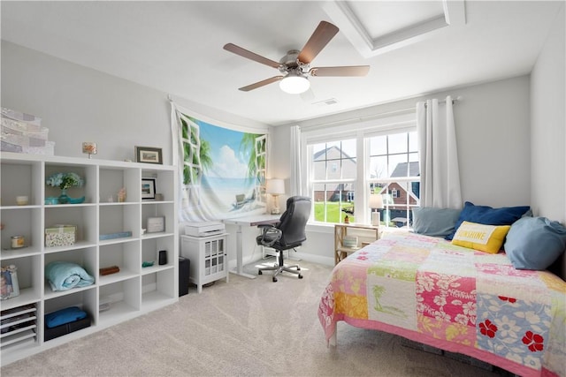 342 Juniper Way, Peters Twp, PA 15317 - bedroom with attic access, ceiling fan, visible vents, and carpet flooring