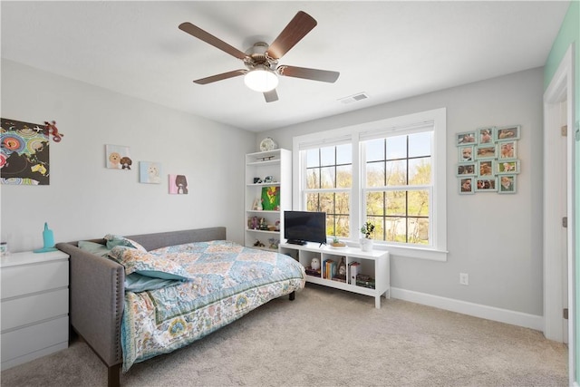 342 Juniper Way, Peters Twp, PA 15317 - carpeted bedroom with baseboards, a ceiling fan, and visible vents