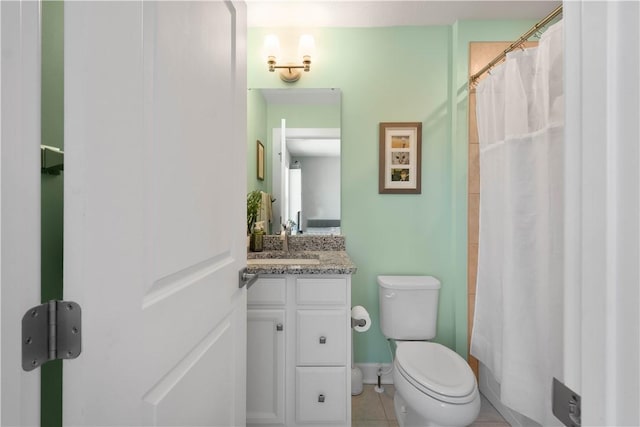 342 Juniper Way, Peters Twp, PA 15317 - full bathroom featuring tile patterned flooring, toilet, vanity, and curtained shower