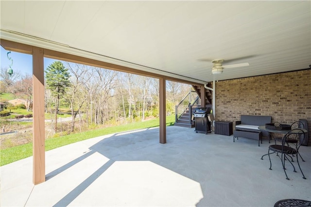 342 Juniper Way, Peters Twp, PA 15317 - view of patio / terrace with grilling area, ceiling fan, and stairs