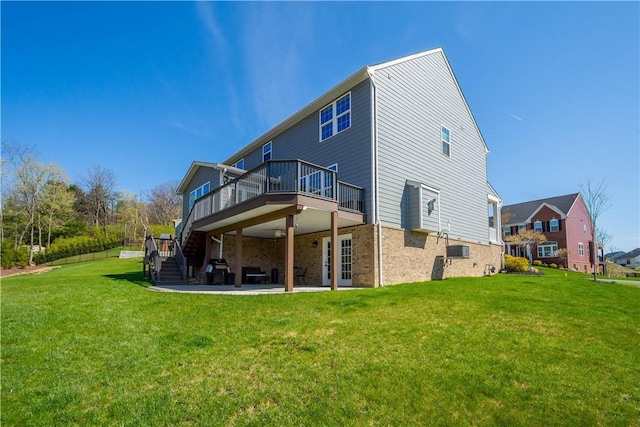 342 Juniper Way, Peters Twp, PA 15317 - rear view of property featuring a yard, a patio area, stairway, and a deck