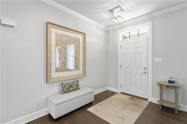 342 Juniper Way, Peters Twp, PA 15317 - foyer featuring dark wood finished floors, baseboards, and ornamental molding