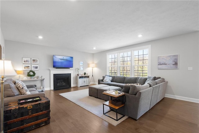 342 Juniper Way, Peters Twp, PA 15317 - living area with dark wood finished floors, baseboards, and recessed lighting