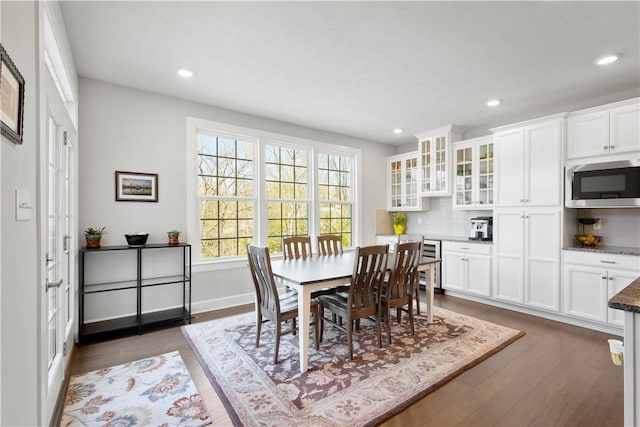 342 Juniper Way, Peters Twp, PA 15317 - dining area featuring recessed lighting, wood finished floors, baseboards, and wine cooler