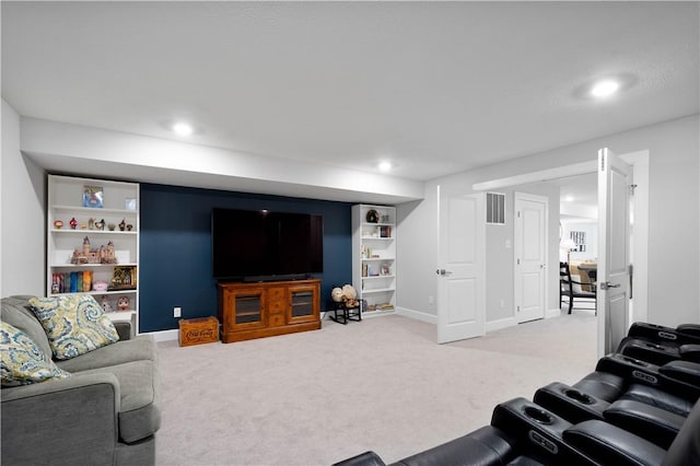 342 Juniper Way, Peters Twp, PA 15317 - living area with recessed lighting, built in features, baseboards, and light carpet