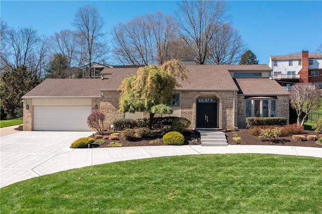 86 Lambeth Dr, Upper St Clair, PA 15241 - view of front facade with an attached garage, a front lawn, driveway, and brick siding