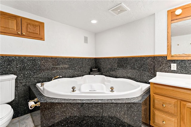 86 Lambeth Dr, Upper St Clair, PA 15241 - full bathroom with a bath, tile walls, vanity, and toilet