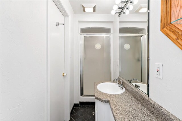 86 Lambeth Dr, Upper St Clair, PA 15241 - full bathroom featuring vanity, tile patterned flooring, visible vents, and a stall shower