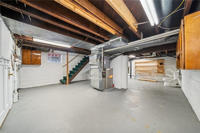1323 Methyl St, Beechview, PA 15216 - unfinished basement with heating unit and stairs