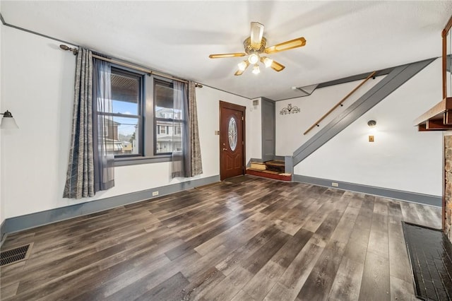 1323 Methyl St, Beechview, PA 15216 - foyer featuring baseboards, visible vents, a ceiling fan, wood finished floors, and stairs