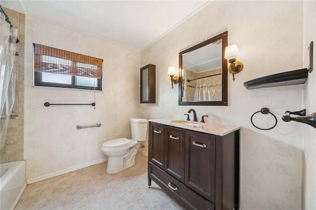 1323 Methyl St, Beechview, PA 15216 - full bathroom featuring crown molding, tile patterned floors, vanity, baseboards, and toilet